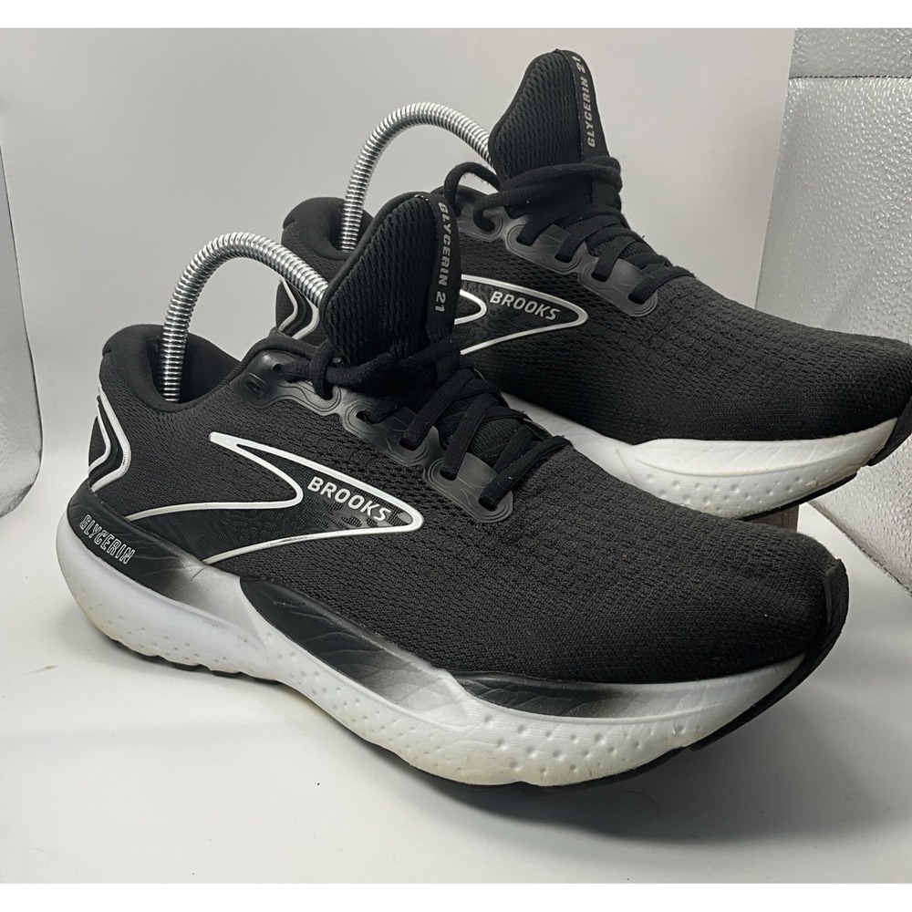 Brooks Glycerin 21 Athletic Running Sneakers Women's Black White Low Top - 9.5
